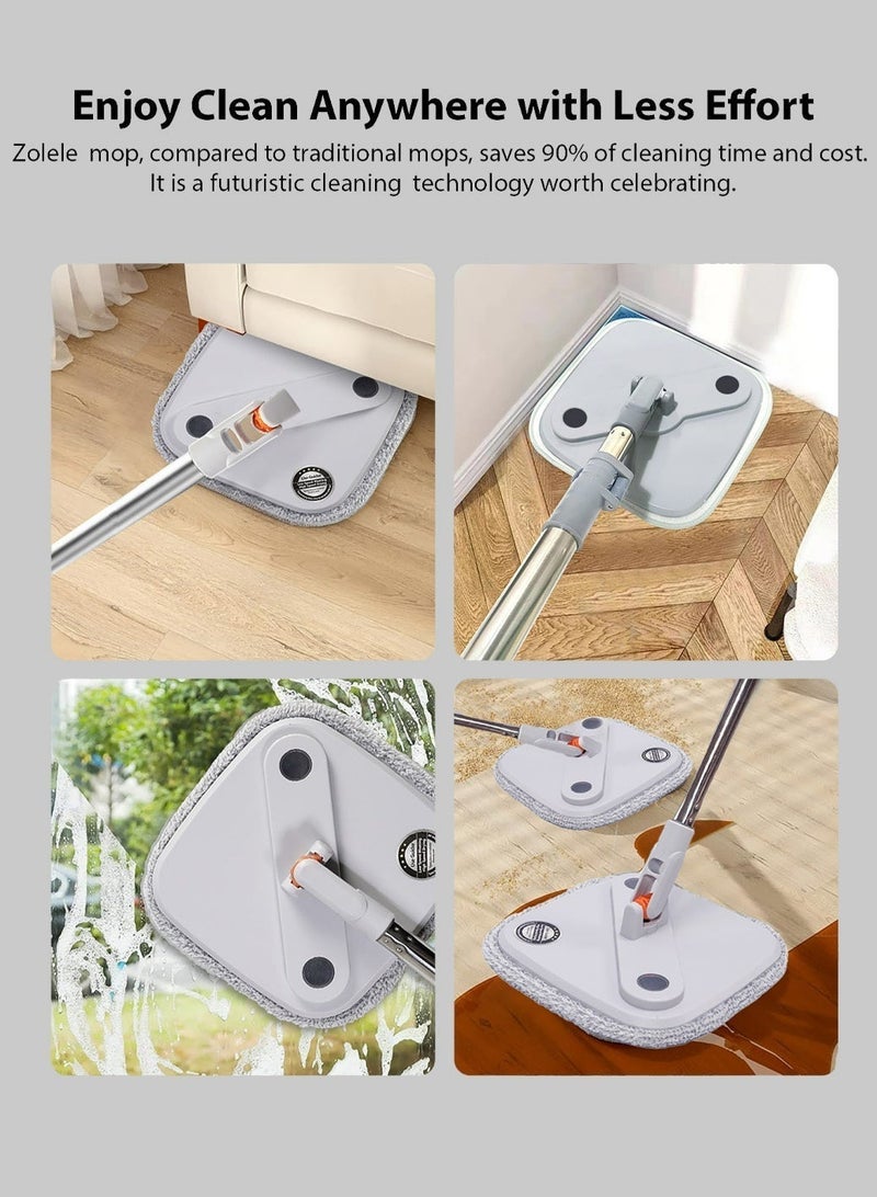 BOMIDI مجموعة دلو ممسحة دوارة، ممسحة دوارة 360° مع نظام فصل المياه النظيفة والوسخة، سهلة العصر للأرضيات، ممسحة برأس ممسحة قابل للفصل، مناسبة لتنظيف الأرضيات من مواد مختلفة M22 - Image 2